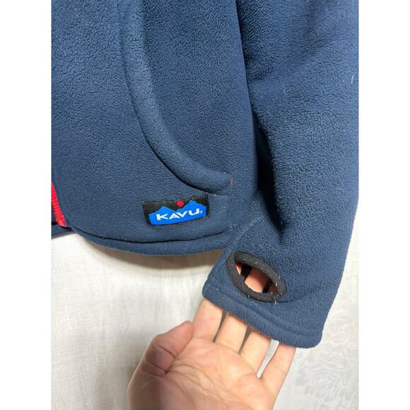 Kavu Hoodie Medium Navy Blue Fleece Lined Full Zip Sweatshirt Fuzzy Sherpa - Picture 2 of 6
